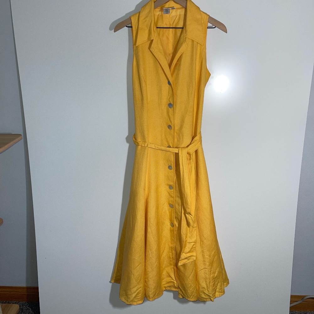 Coldwater Creek Button Down Sleeveless Maxi Linen Dress Size 10
